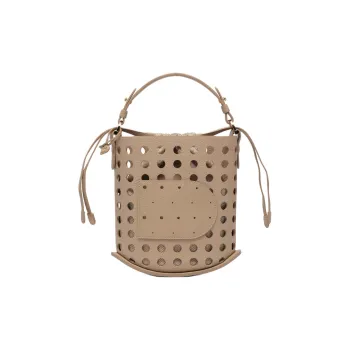Delvau Grained Leather Handbag Shoulder Bag Crossbody Bag Mini Women's Sesame Beige