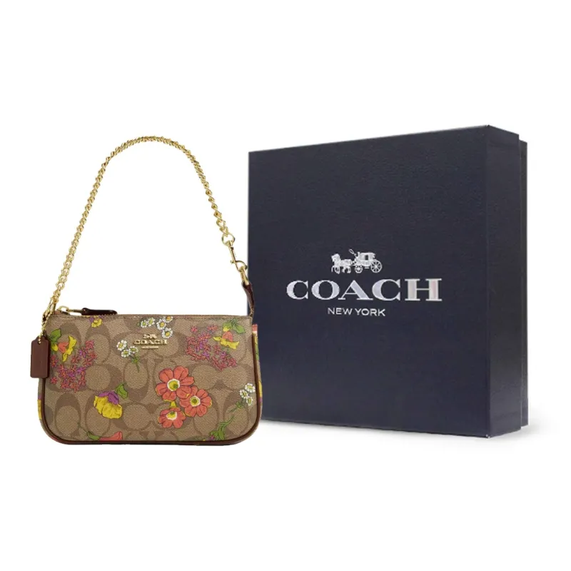 COACH Nolita Canvas One Shoulder Handbag Small Size Women's Gold & Khaki Multicolor-8