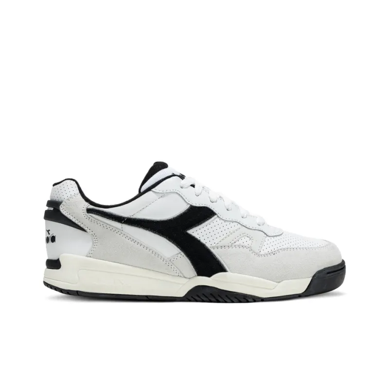 Diadora Winner Anti Slip And Wear Resistant Breathable Cushioning Low Top Casual Shoes Unisex White/Black-1