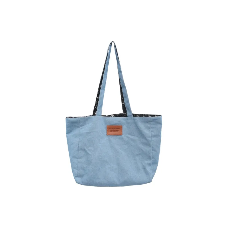 Alcohol Dragon Denim Canvas Bag Shoulder Bags Regular Women's White/Light Blue-4