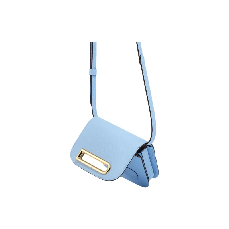 Delvau Shiny Grained Alpina Calfskin Shoulder Bag Crossbody Bag Mini Women's Light Blue-1