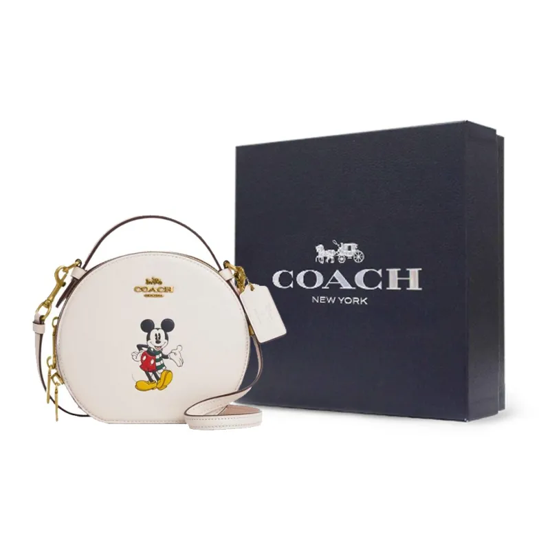 COACH Collaboration Canteen Cow Leather Handbag, Shoulder Bag, Crossbody Bag Trumpets Women's Milk White-8