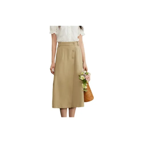 ZIHAN Casual Long Skirts Women's Tea Tree Green