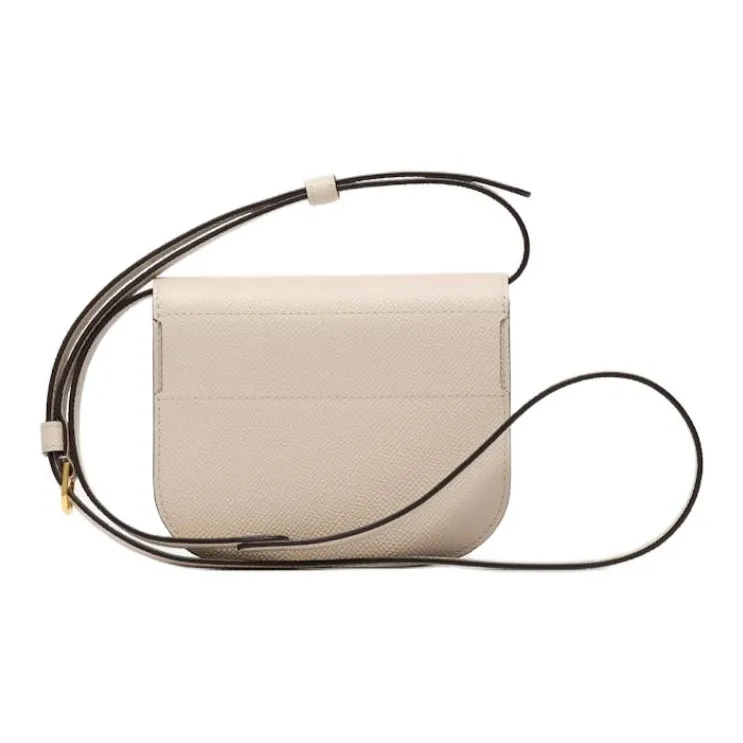 Delvau Shiny Grained Alpina Calfskin Shoulder Bag Crossbody Bag Women's Sesame Gray-2
