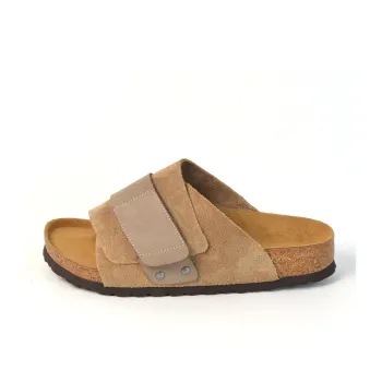 Boku Cork Sole Leather Patchwork Slip Resistant Abrasion Resistant Slide Slippers Unisex Sand