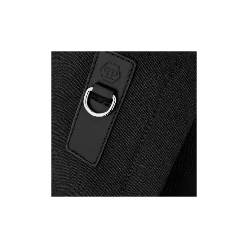PHILIPP PLEIN Cotton With Calfskin Backpack Men's Black-3