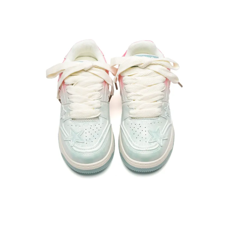 Anime story Skateboard Shoes Women's Low Top Turquoise Green-4