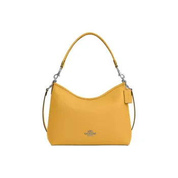 COACH Pebbled Leather Portable Crossbody Bag, Shoulder Bag Tubas Women's Silver & Honeycomb Yellow