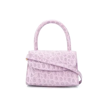 By Far Croco Cow Leather Shoulder Bag Crossbody Bag Handbag Mini Women's Purple Lilac