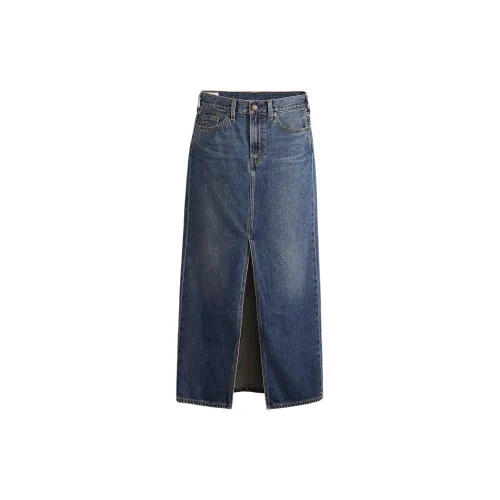 Levis Denim Long Skirts Women's Dark Blue