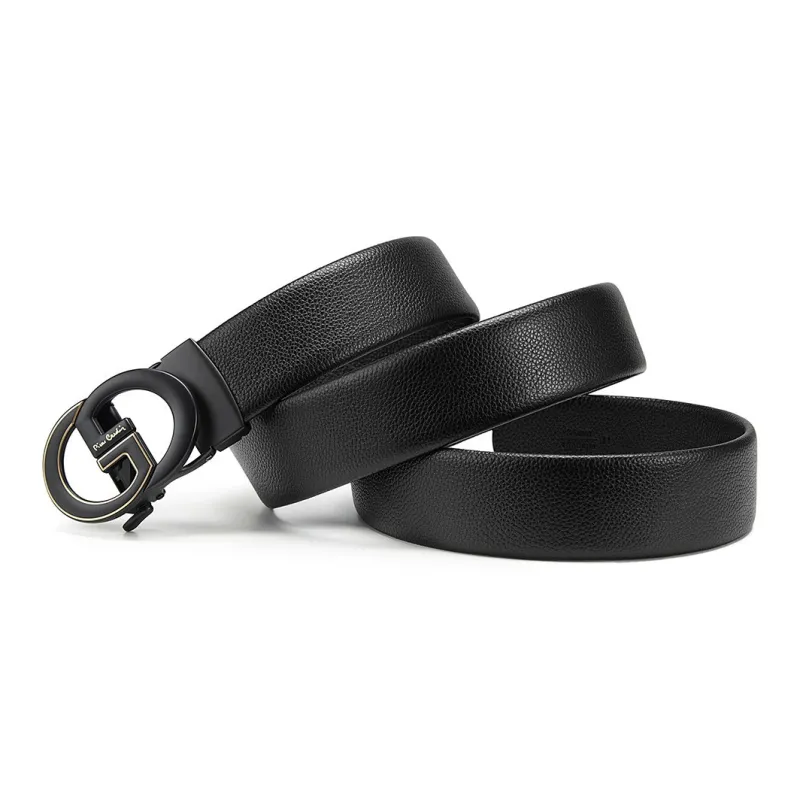PIERRE CARDIN Top Grain Cow Leather Belt Boyfriend Belt Gift Product Men's Black 3.6cm-6