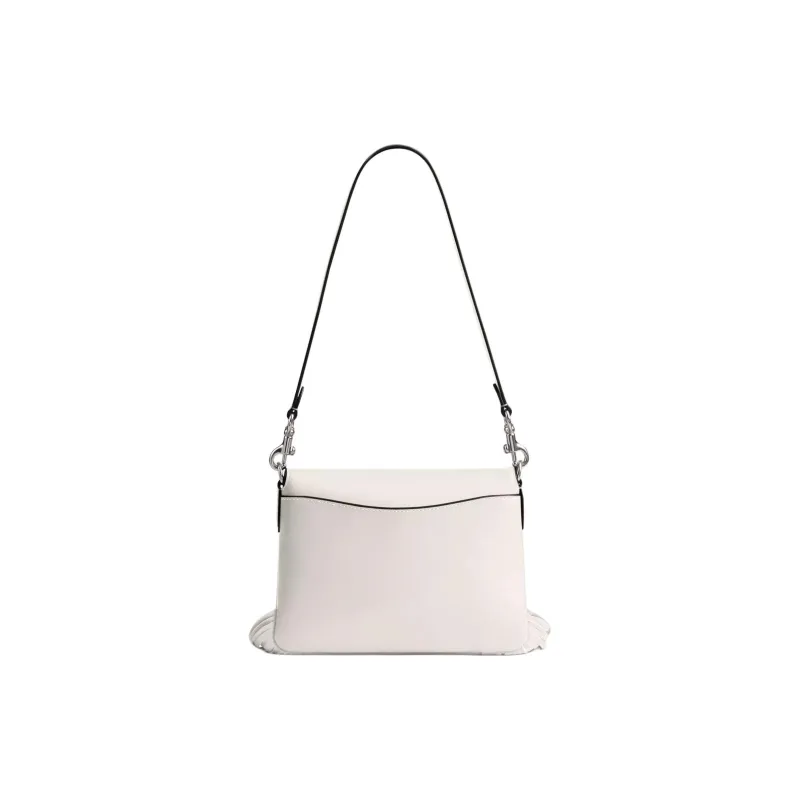 COACH 1964 Fringe Glove Tanned Leather Fringe Bag, Handbag, Shoulder Bag Small Size Women's Silver & Chalk-2
