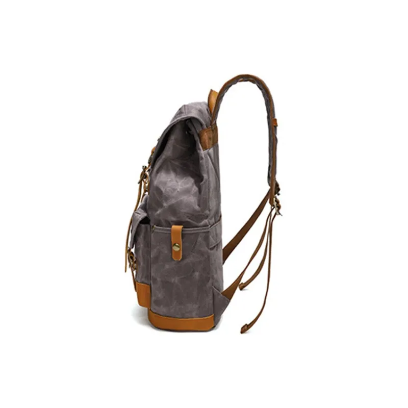 TTaG．baG Batik Canvas Backpack Unisex Gray/Army Green/Khaki/Earth Yellow-2