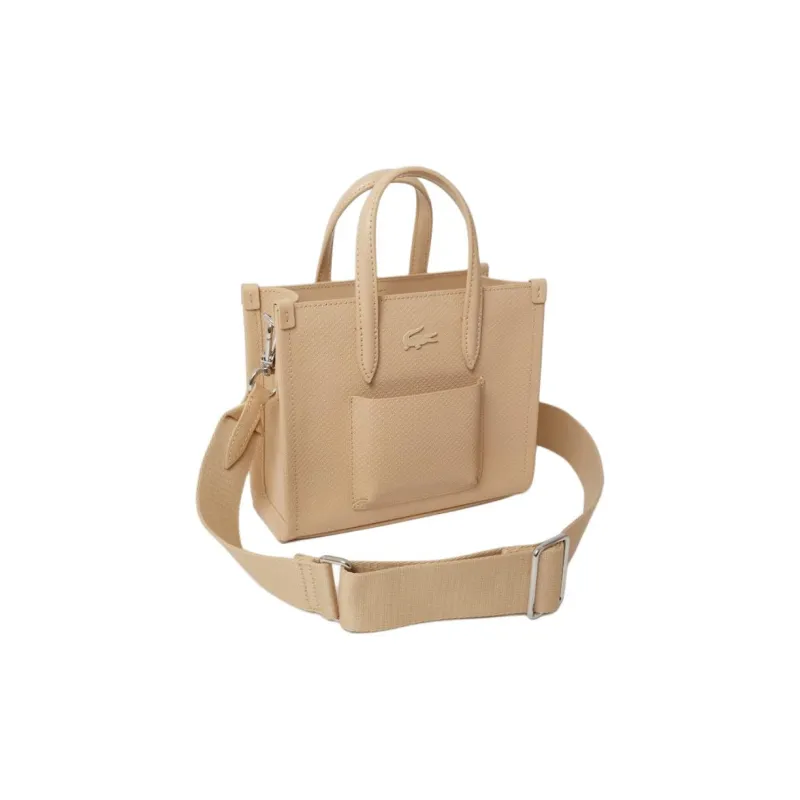 LACOSTE Split Cow Leather Tote Bag Shopping Bag Shoulder Bag Handbag Mini Women's Khaki-1