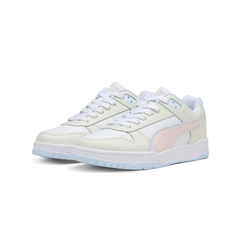 PUMA RBD Game Cushioning, Wear Resistant Low Top Skateboard Shoes Unisex White Yellow Pink-2