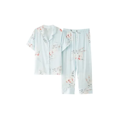 The Story Of The Flower Season Pajama Set Women's Cyan