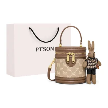 PT'SON Synthetic Leather Bucket Bag Handbag Shoulder Bag Crossbody Bag Regular Women's Khaki