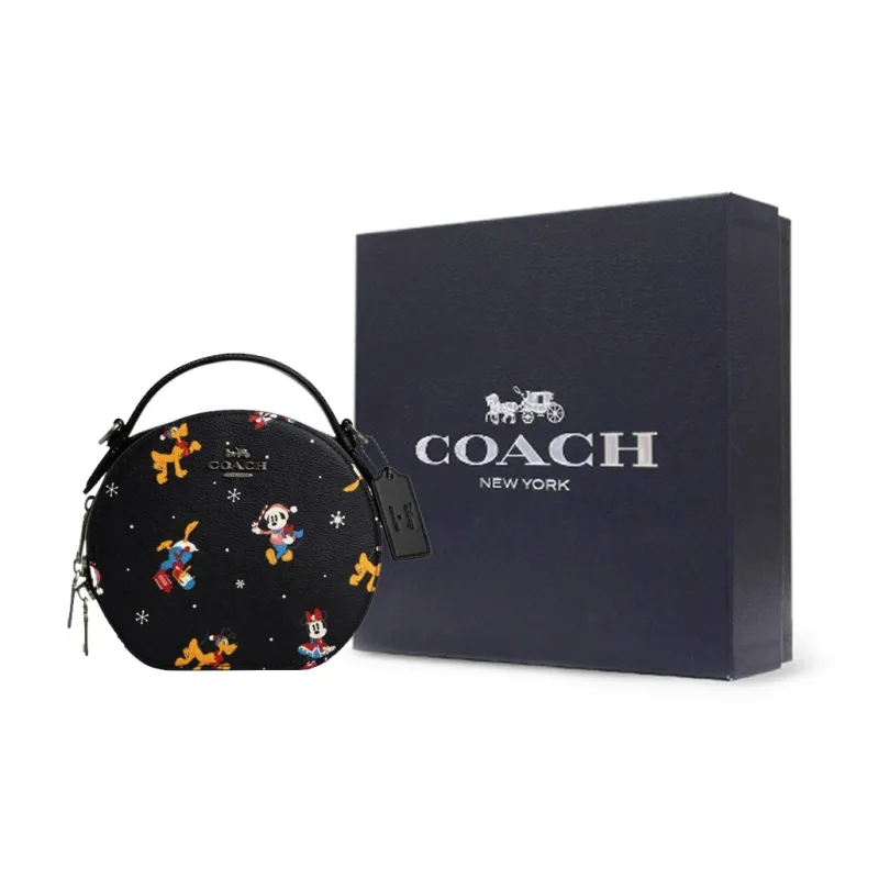 COACH Canteen 18 Collaboration Cow Leather Handbag Shoulder Bag Crossbody Bag Small Size Women's Black-6
