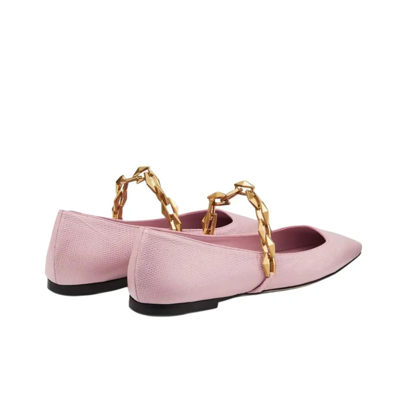 Jimmy Choo Diamond Tilda Flat Casual Single Shoes Women's Pink-4