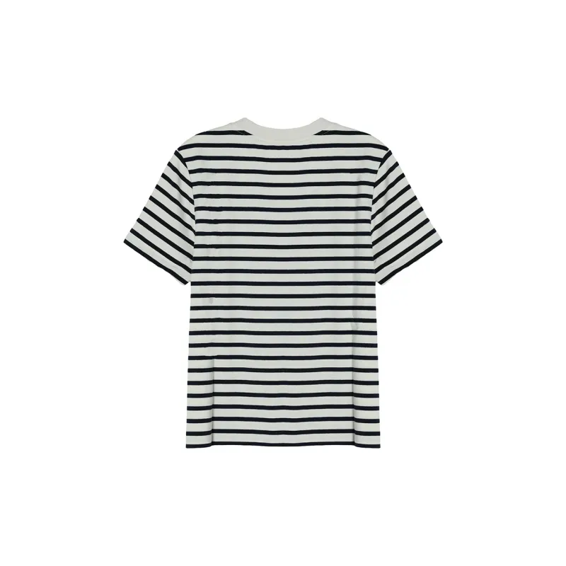 MUKOK T-Shirt Women's Black White Stripes-1