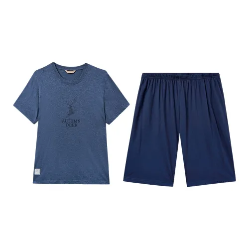 AUTUMNDEER Pajama Set Men's Blue Heather Gray
