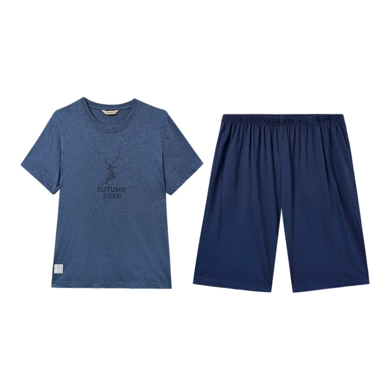 AUTUMNDEER Pajama Set Men's Blue Heather Gray-0