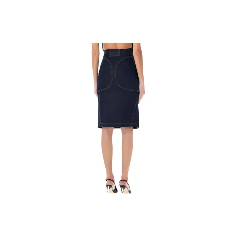 Alaia High Rise Denim Pencil Skirt-1