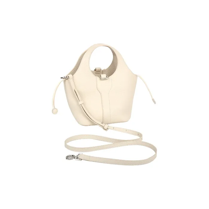 YOCAMU Top Grain Cow Leather One Shoulder Handbags Regular Women's Dove Gray/Ecru-6