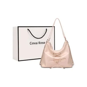Simvay Clos Pu One Shoulder Shoulder Bag Students Double-Shoulder Backpack Large Size Women's Iridescent Pink