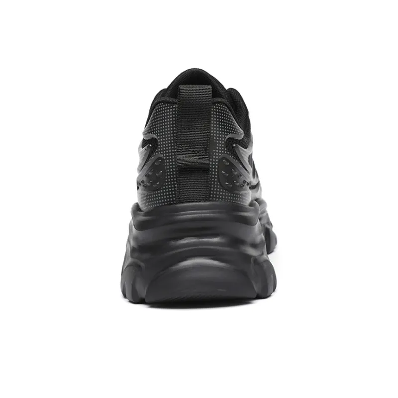 EGCHI Breathable Abrasion Resistant Slip Resistant Low Top Chunky Sneakers Men's Black-2