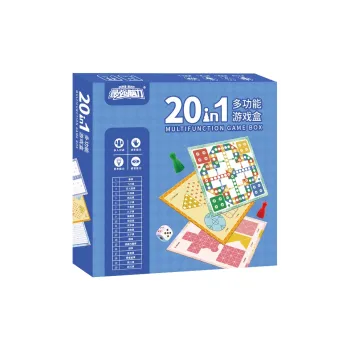 QCF 20-in-1 Multifunction Chess Ludo Brain Teaser Five-in-A-Row Jumping Chess Comprehensive Chess Set Board Games