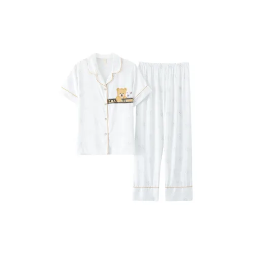 The Story Of The Flower Season Pajama Set Women's White