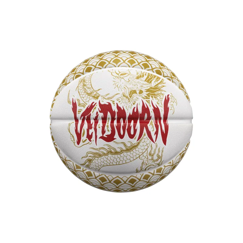 VEIDOORN Rubber Basketball White Gold Size 7 Street Training Unisex-14
