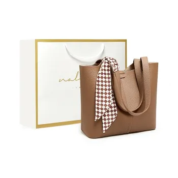 Narandu Cow Leather Tote Bag Shopping Bag Shoulder Bags Women's Milkshake White/Chestnut Brown