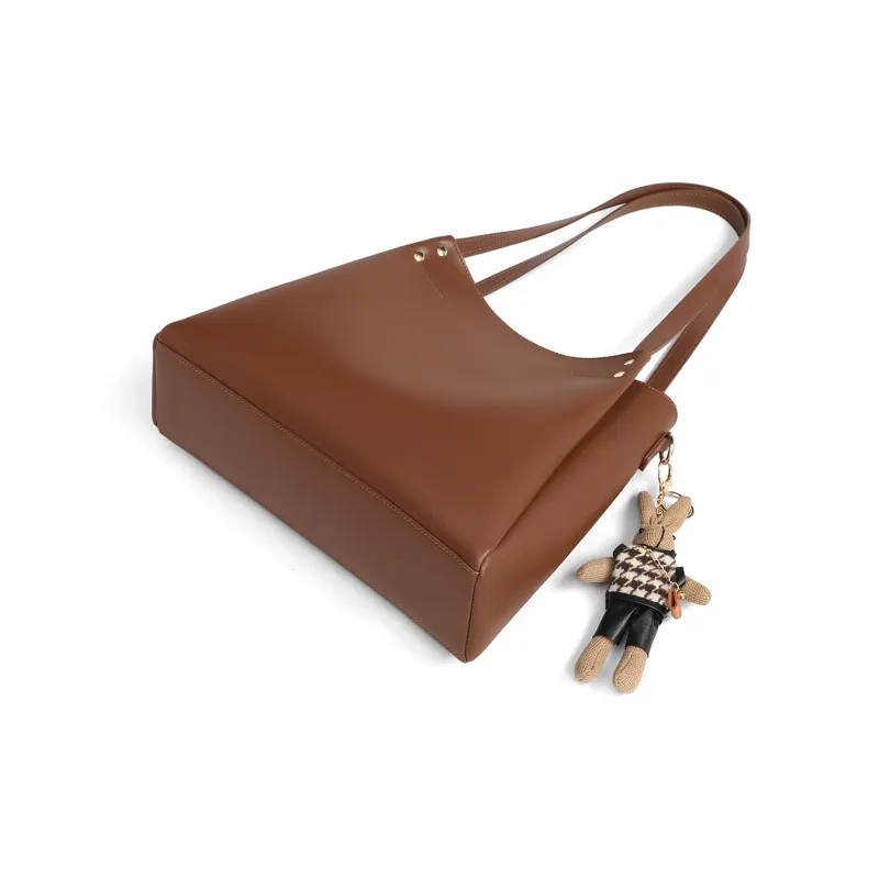 PT'SON Cow Leather With Synthetic Leather Shoulder Bag, Crossbody Bag Women's Caramel-4