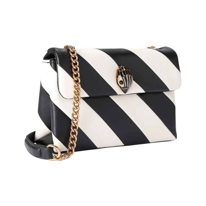 Kurt Geiger London Leather Shoulder Bag Crossbody Bag Medium Size Women's Black & White-1