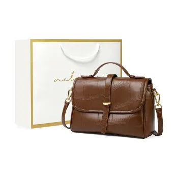 Narandu Cow Leather Handbag Messenger Bag Shoulder Bag Crossbody Bag Large Size Women's Brown/Sea Salt White & Coffee
