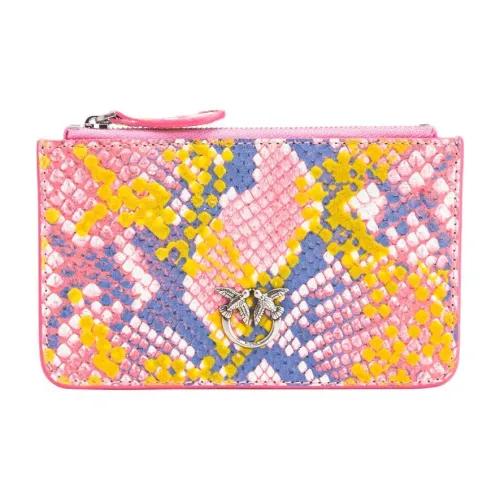 PINKO Python Pattern Leather Clutch Women's Pink Multicolor