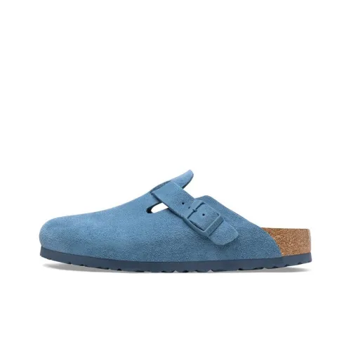 Birkenstock Boston Soft Footbed Suede Leather Narrow Fit Shoes 'Elemental Blue'