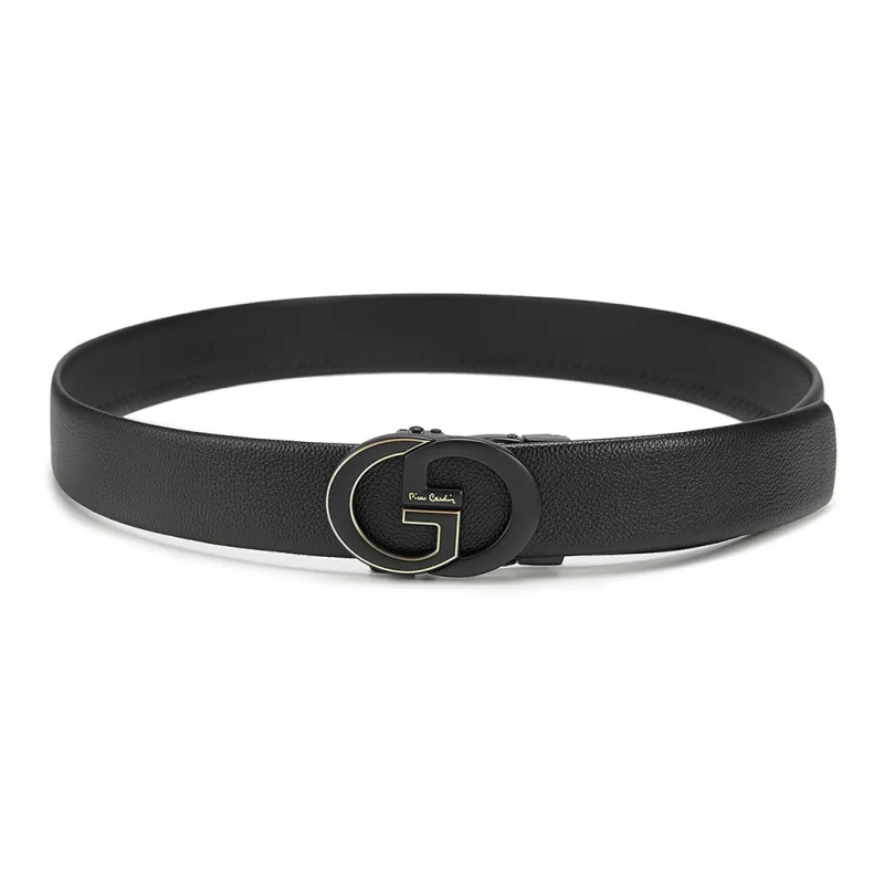 PIERRE CARDIN Top Grain Cow Leather Belt Boyfriend Belt Gift Product Men's Black 3.6cm-8