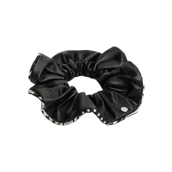 HERMES Lambskin Hair Tie Women's Black