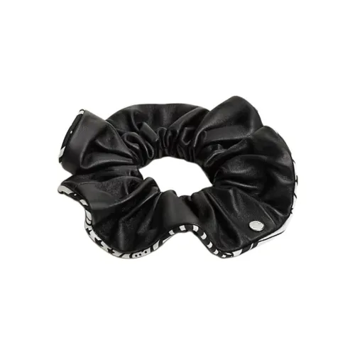HERMES Lambskin Hair Tie Women's Black