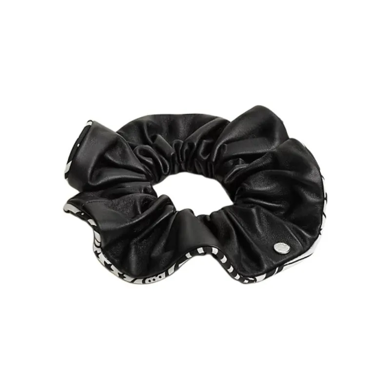 HERMES Lambskin Hair Tie Women's Black-0
