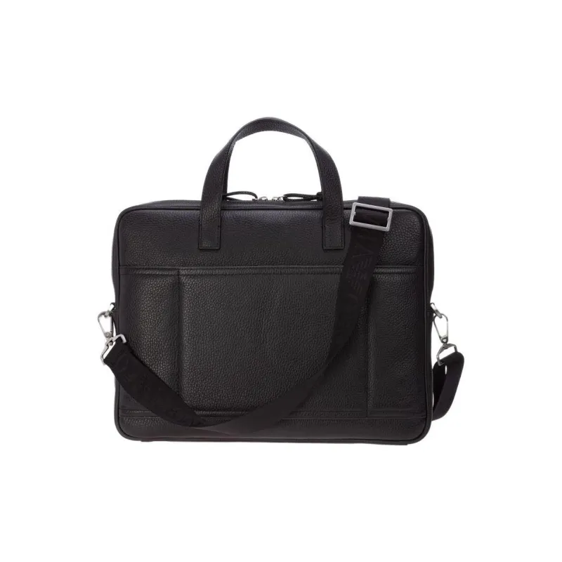 EMPORIO ARMANI Leather Briefcase Men's Black-3