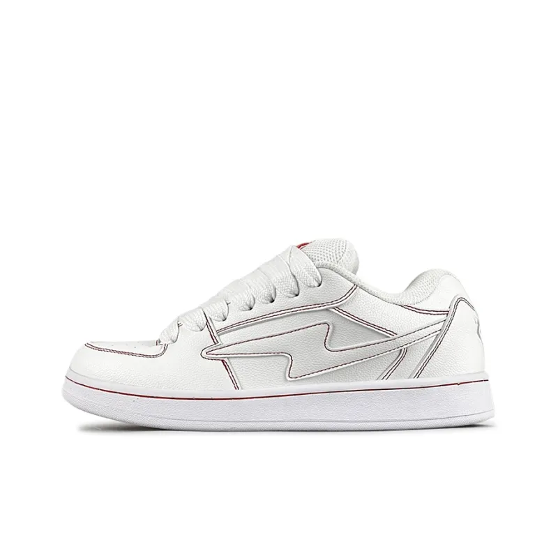 LuzaoT SUPER DRAG Puffy Shoes Anti Slip Wear Resistant Low Top Skateboard Shoes Unisex White Red-0