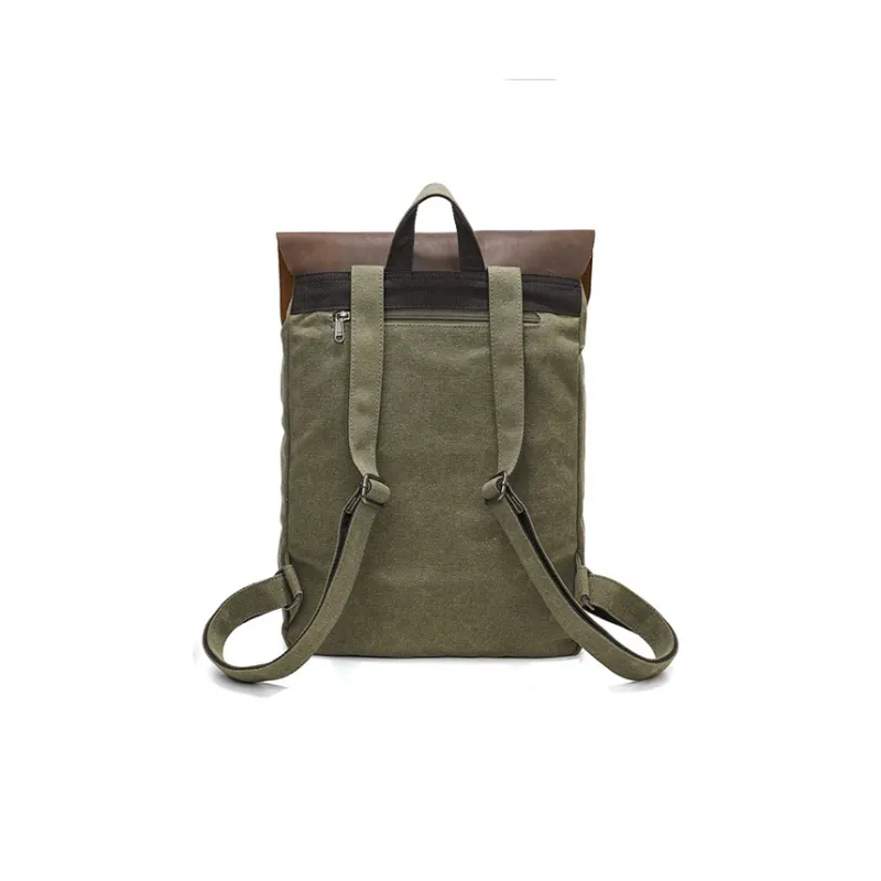TTaG．baG Canvas Backpack Unisex Army Green/Khaki-2