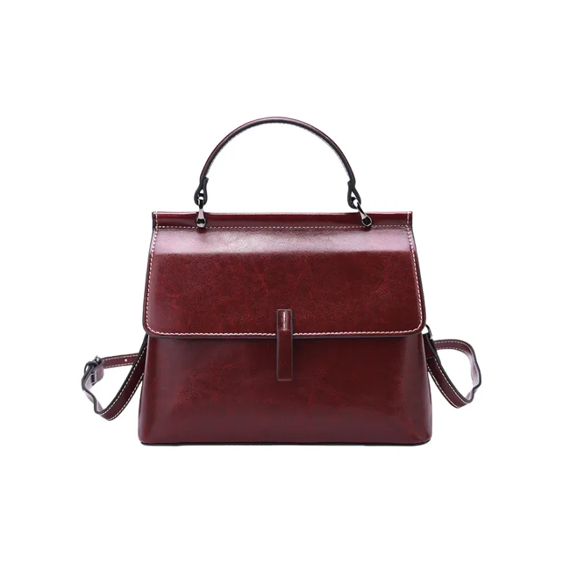 TTaG．baG Cow Leather Shoulder Bag Regular Women's Burgundy/Coffee/Black/Brown-1
