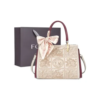 FOXER Cow Leather Versatile Shoulder Bag Handbag Women's Apricot/Burgundy/Blue