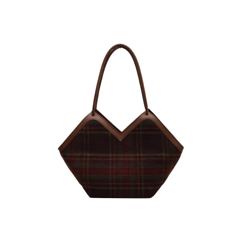 DALO Woolen Shoulder Bag Women's Black/Coffee-7