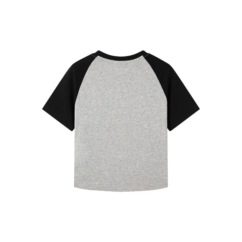 JEANSWEST T Shirt Set in Sleeve Summer Women's Medium Gray-1